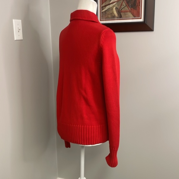 Lauren Jeans Co Ralph Lauren Hana Red Asymmetrical Zip Sweater Large NWT Cotton - Picture 4 of 8